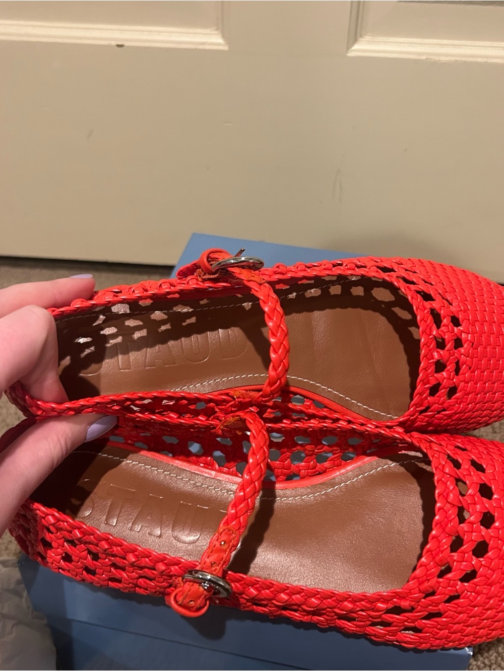 NWT Staud Nell Mary Jane Flats | Wild Poppy - Picture 4 of 12